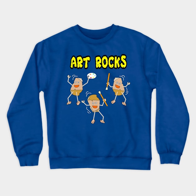 Three Art Rocks Crewneck Sweatshirt by Barthol Graphics